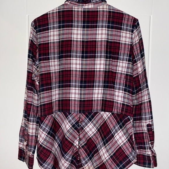 Beachlunchlounge Plaid Button Popover Shirt Women M Outdoor Utility Chore - Picture 3 of 8